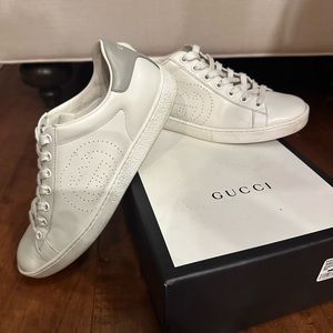 GUCCI white ace sneaker with interlocking G gray - size 38 / 8